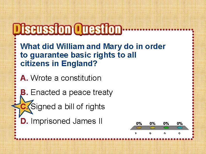 What did William and Mary do in order to guarantee basic rights to all What did William and Mary do in order to guarantee basic rights to all
