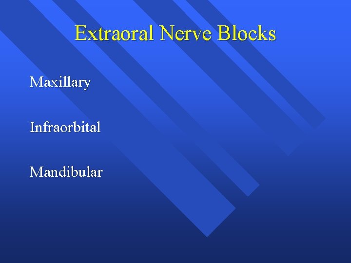 Extraoral Nerve Blocks Maxillary Infraorbital Mandibular 