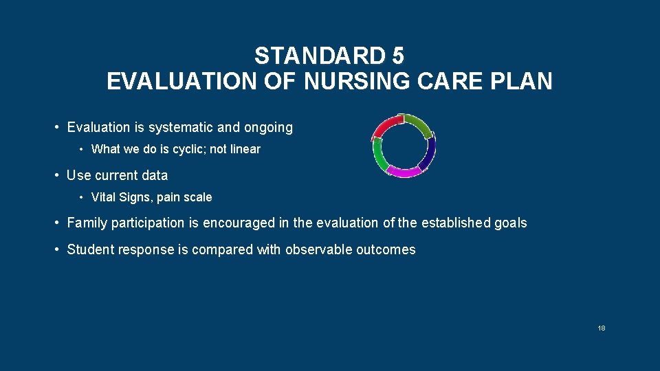 STANDARD 5 EVALUATION OF NURSING CARE PLAN • Evaluation is systematic and ongoing •