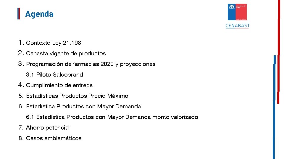 Agenda 1. Contexto Ley 21. 198 2. Canasta vigente de productos 3. Programación de