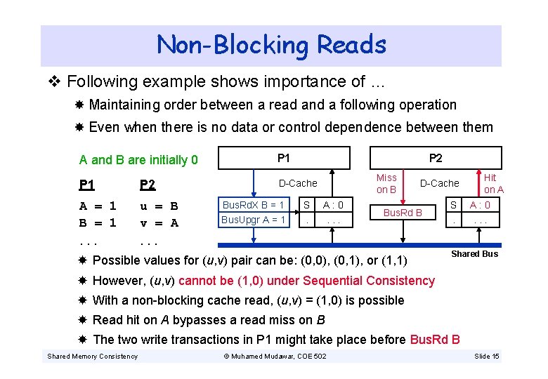 Non-Blocking Reads v Following example shows importance of … Maintaining order between a read