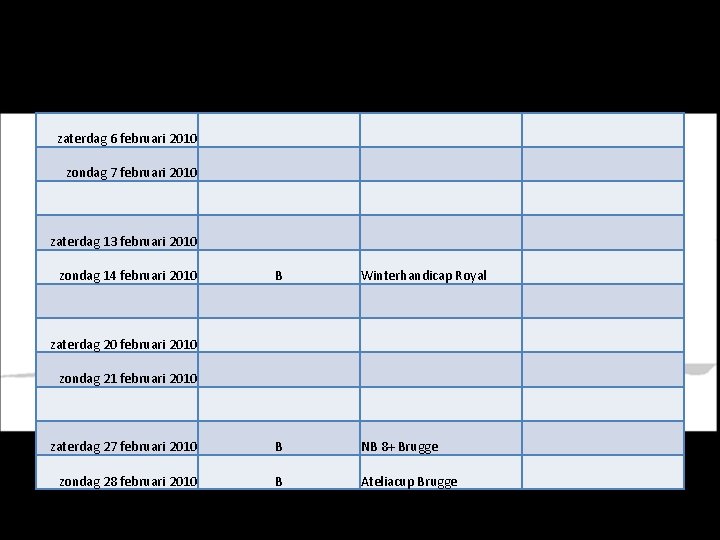 Roeikalender zaterdag 6 februari 2010 B Winterhandicap Royal zaterdag 27 februari 2010 B NB Roeikalender zaterdag 6 februari 2010 B Winterhandicap Royal zaterdag 27 februari 2010 B NB