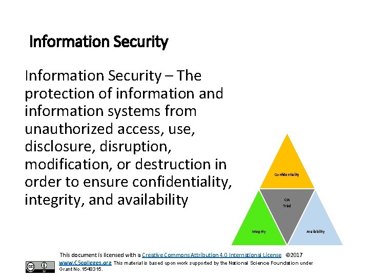 Information Security – The protection of information and information systems from unauthorized access, use,