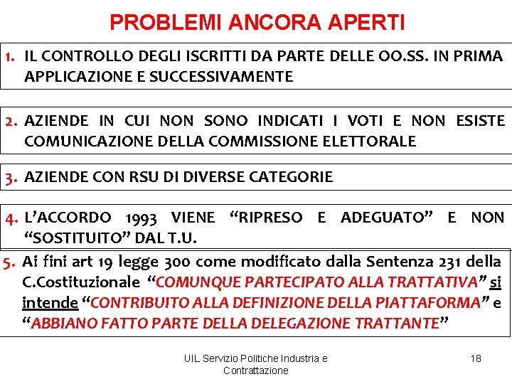 PROBLEMI ANCORA APERTI 1. IL CONTROLLO DEGLI ISCRITTI DA PARTE DELLE OO. SS. IN