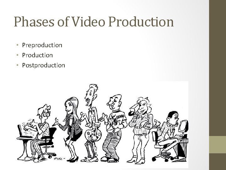 Phases of Video Production • Preproduction • Postproduction 