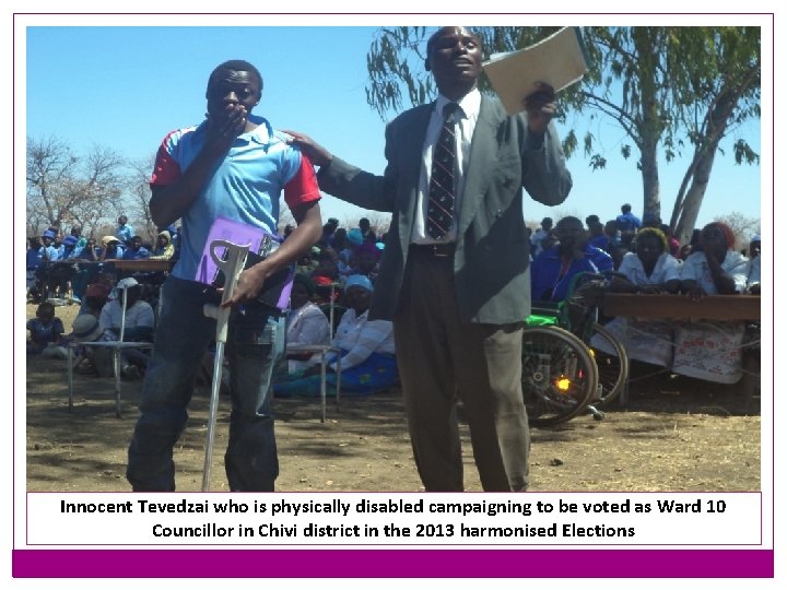 Innocent Tevedzai who is physically disabled campaigning to be voted as Ward 10 Councillor