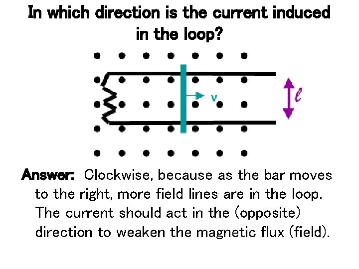 In which direction is the current induced in the loop? Answer: Clockwise, because as