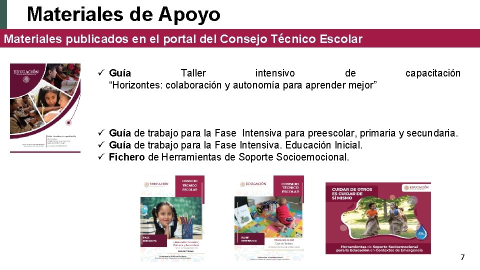 Materiales de Apoyo Materiales publicados en el portal del Consejo Técnico Escolar ü Guía