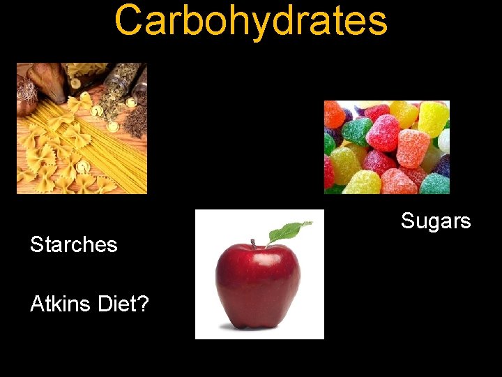 Carbohydrates Sugars Starches Atkins Diet? 