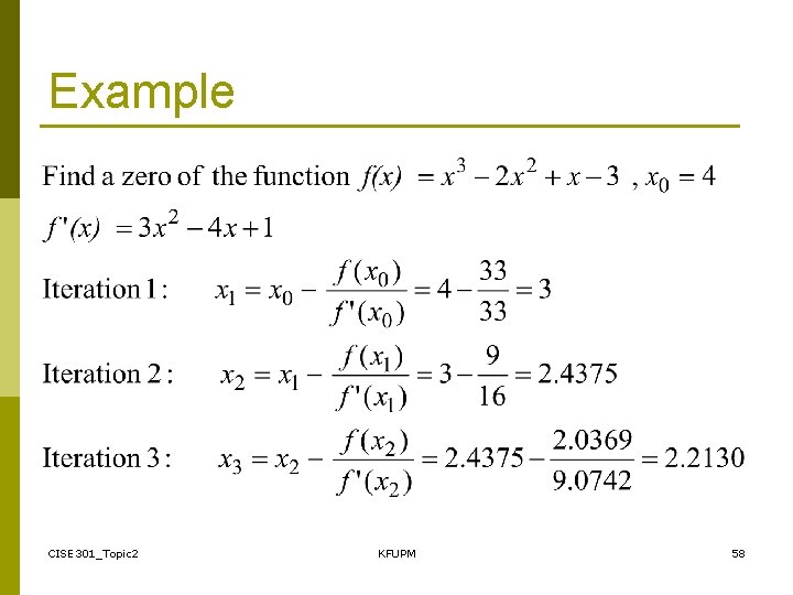 Example CISE 301_Topic 2 KFUPM 58 