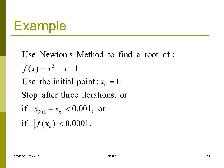 Example CISE 301_Topic 2 KFUPM 87 