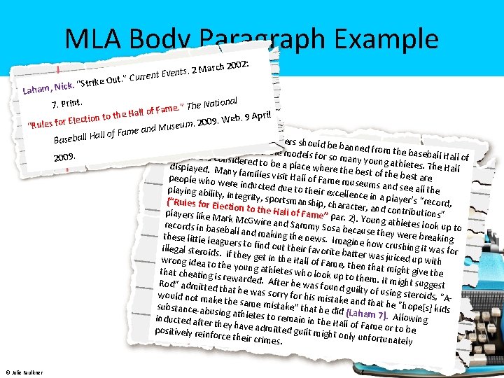 MLA Body Paragraph Example ch 2002: r ents. 2 Ma v E t n