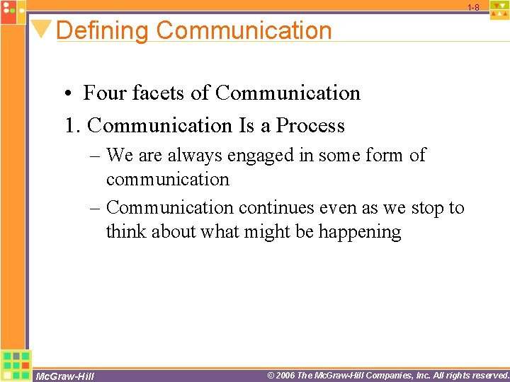 1 -8 Defining Communication • Four facets of Communication 1. Communication Is a Process 1 -8 Defining Communication • Four facets of Communication 1. Communication Is a Process