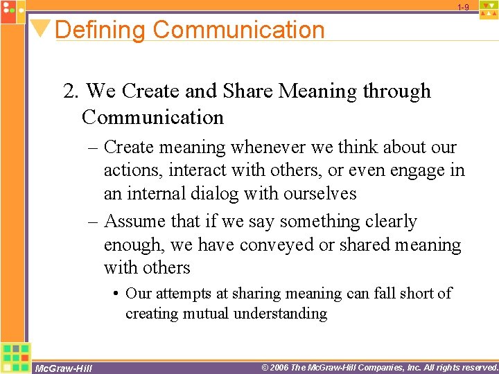 1 -9 Defining Communication 2. We Create and Share Meaning through Communication – Create 1 -9 Defining Communication 2. We Create and Share Meaning through Communication – Create