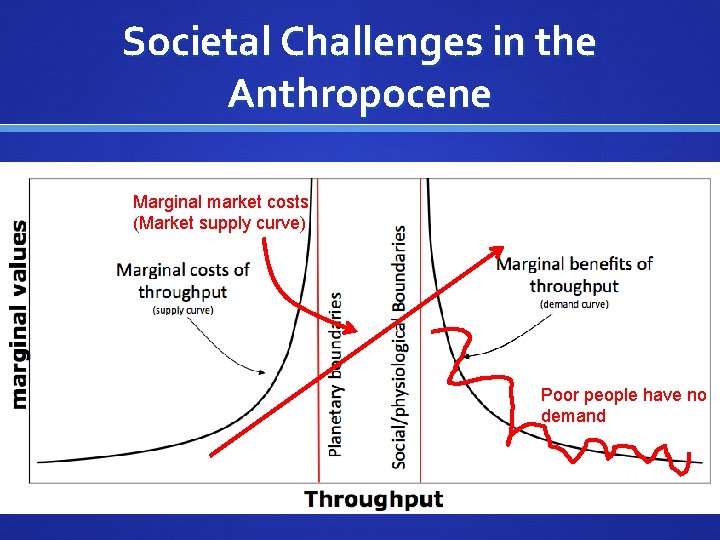 Societal Challenges in the Anthropocene Marginal market costs (Market supply curve) Poor people have