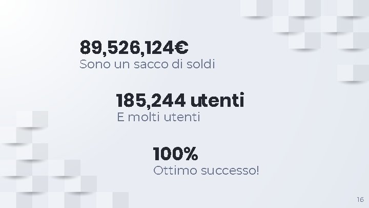 89, 526, 124€ Sono un sacco di soldi 185, 244 utenti E molti utenti