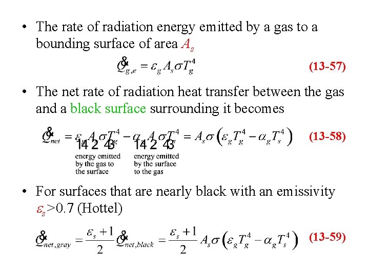 • The rate of radiation energy emitted by a gas to a bounding • The rate of radiation energy emitted by a gas to a bounding
