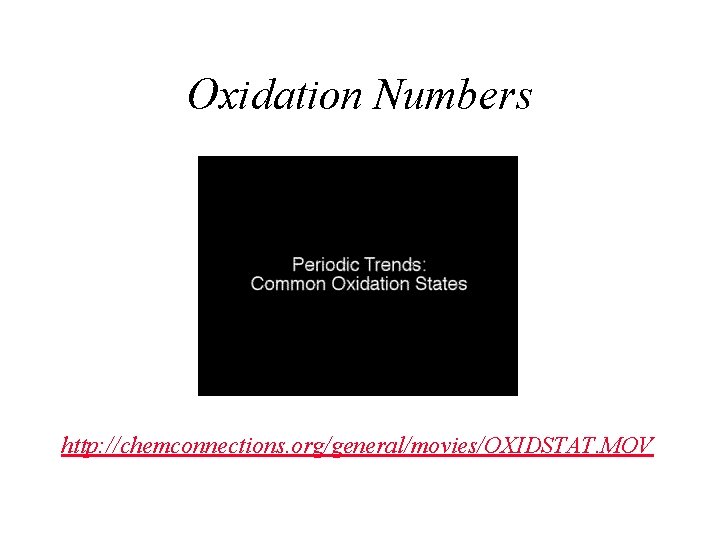 Oxidation Numbers http: //chemconnections. org/general/movies/OXIDSTAT. MOV 