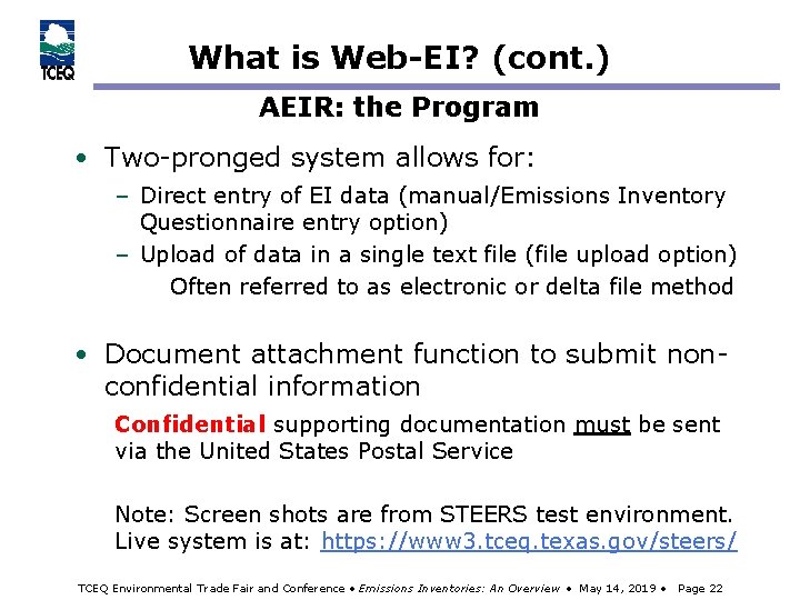 What is Web-EI? (cont. ) AEIR: the Program • Two-pronged system allows for: –