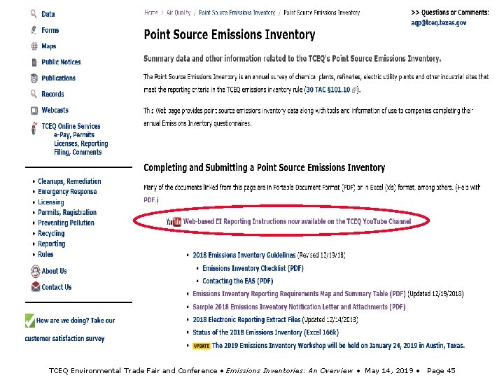 TCEQ Environmental Trade Fair and Conference • Emissions Inventories: An Overview • May 14,