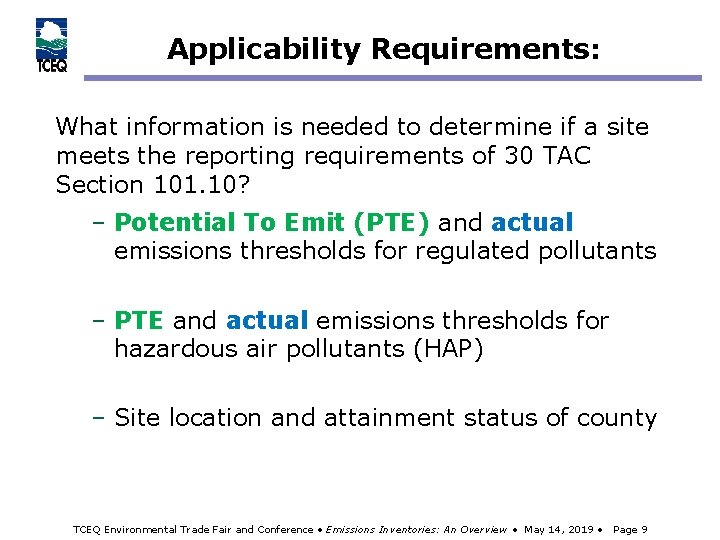 Applicability Requirements: What information is needed to determine if a site meets the reporting