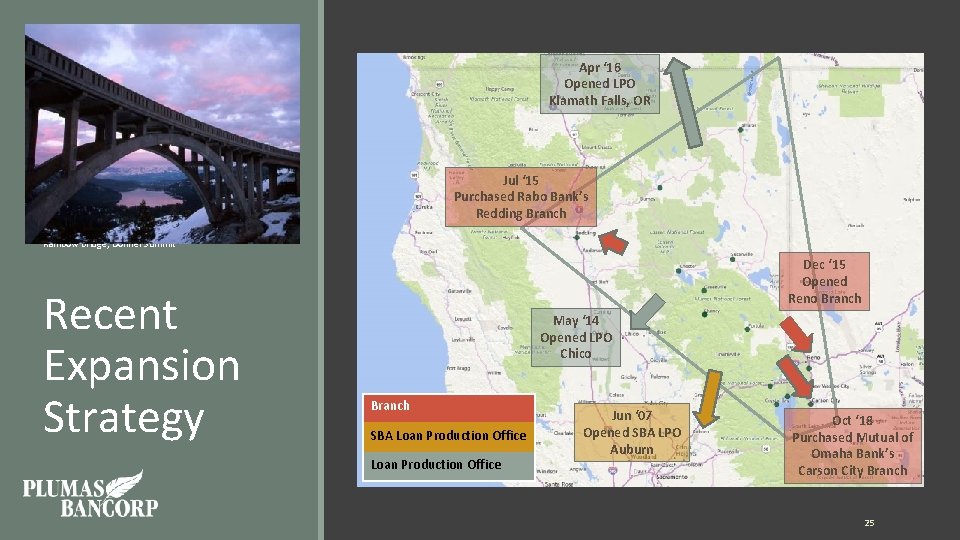 Apr ‘ 16 Opened LPO Klamath Falls, OR Jul ‘ 15 Purchased Rabo Bank’s