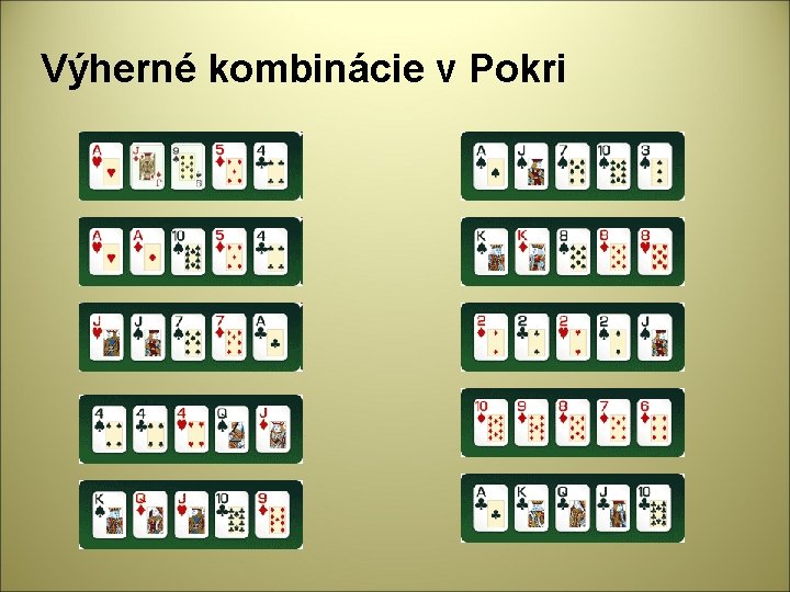 Výherné kombinácie v Pokri 