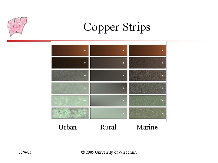 Copper Strips Urban 02/4/05 Rural © 2005 University of Wisconsin Marine 