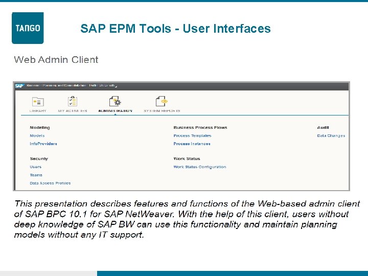 SAP EPM Tools - User Interfaces 