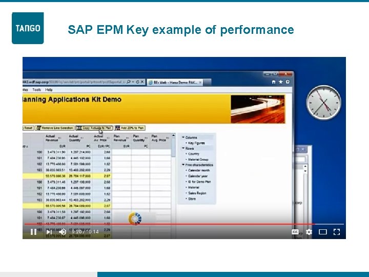 SAP EPM Key example of performance 