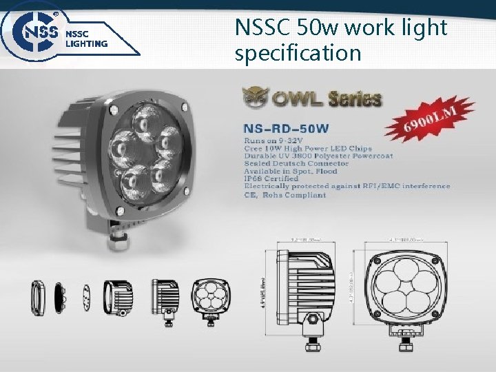 NSSC 50 w work light specification 