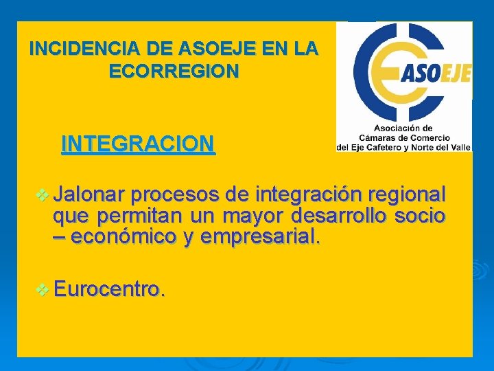 INCIDENCIA DE ASOEJE EN LA ECORREGION INTEGRACION v Jalonar procesos de integración regional que