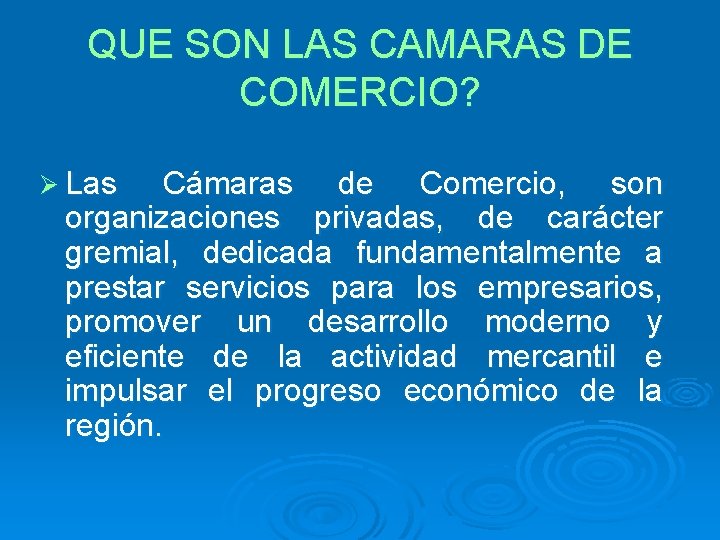 QUE SON LAS CAMARAS DE COMERCIO? Ø Las Cámaras de Comercio, son organizaciones privadas,