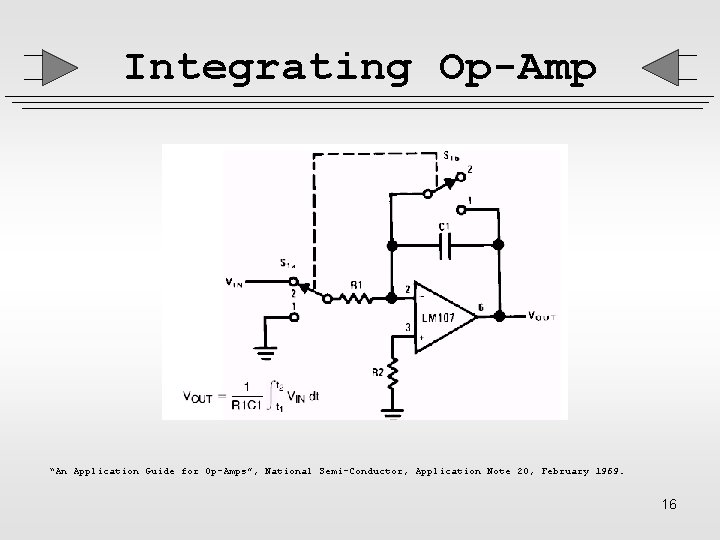 Integrating Op-Amp “An Application Guide for Op-Amps”, National Semi-Conductor, Application Note 20, February 1969.