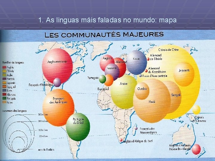 1. As linguas máis faladas no mundo: mapa 