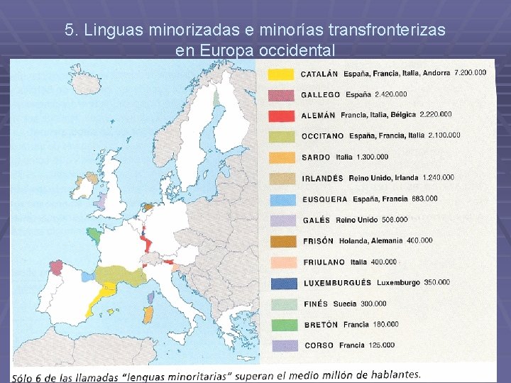 5. Linguas minorizadas e minorías transfronterizas en Europa occidental 
