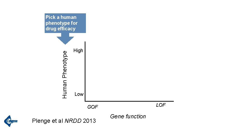 Human Phenotype Pick a human phenotype for drug efficacy High Low LOF GOF Plenge