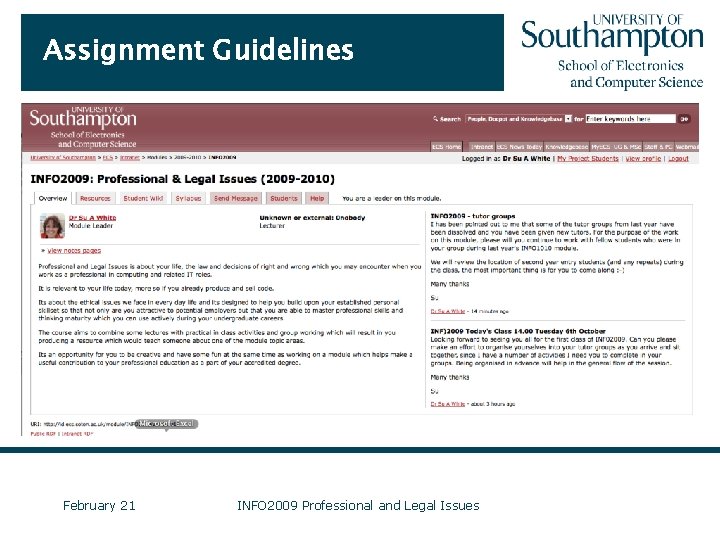 Assignment Guidelines February 21 INFO 2009 Professional and Legal Issues 