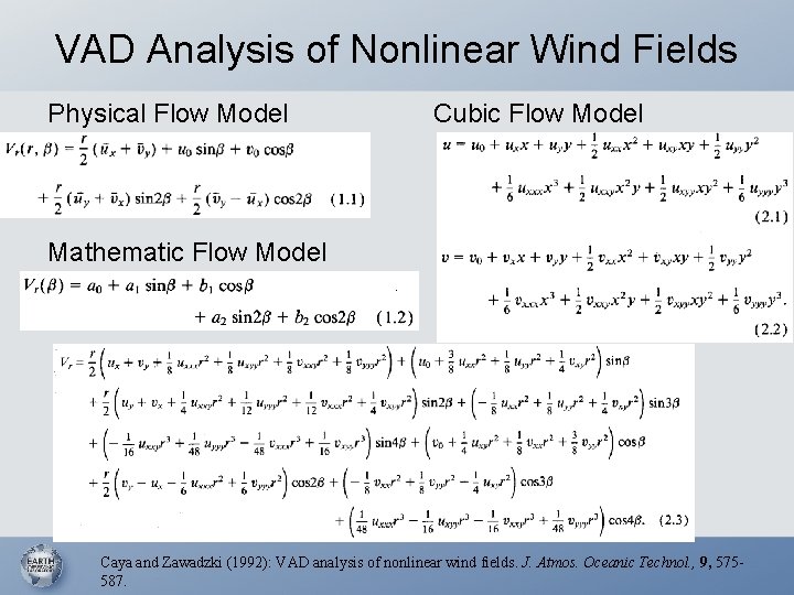VAD Analysis of Nonlinear Wind Fields Physical Flow Model Cubic Flow Model Mathematic Flow