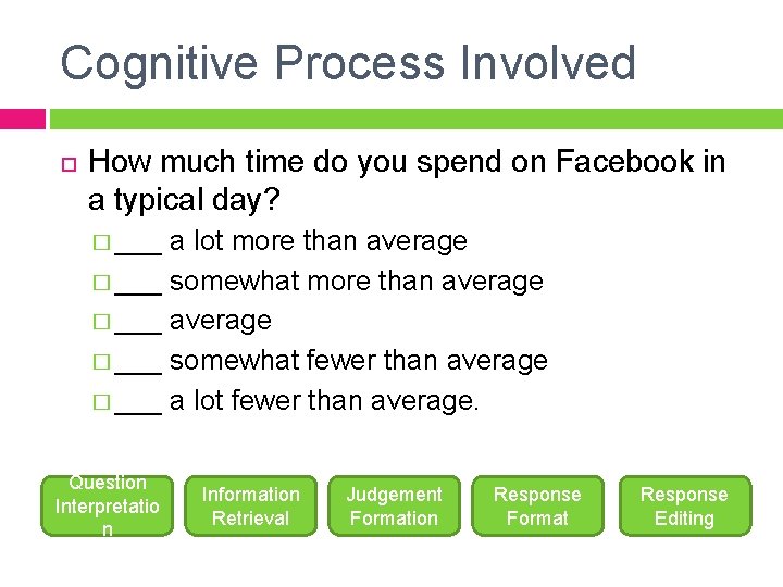 Cognitive Process Involved How much time do you spend on Facebook in a typical
