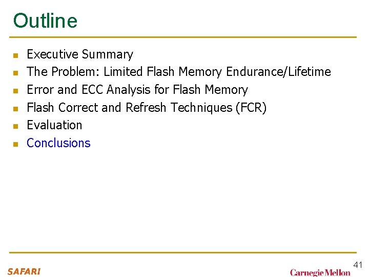 Outline n n n Executive Summary The Problem: Limited Flash Memory Endurance/Lifetime Error and Outline n n n Executive Summary The Problem: Limited Flash Memory Endurance/Lifetime Error and