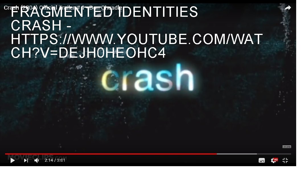 FRAGMENTED IDENTITIES CRASH HTTPS: //WWW. YOUTUBE. COM/WAT CH? V=DEJH 0 HEOHC 4 