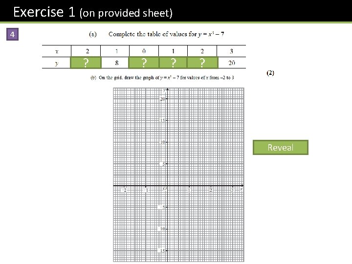 Exercise 1 (on provided sheet) 4 -15 ? -7 ? -6 ? ? 1