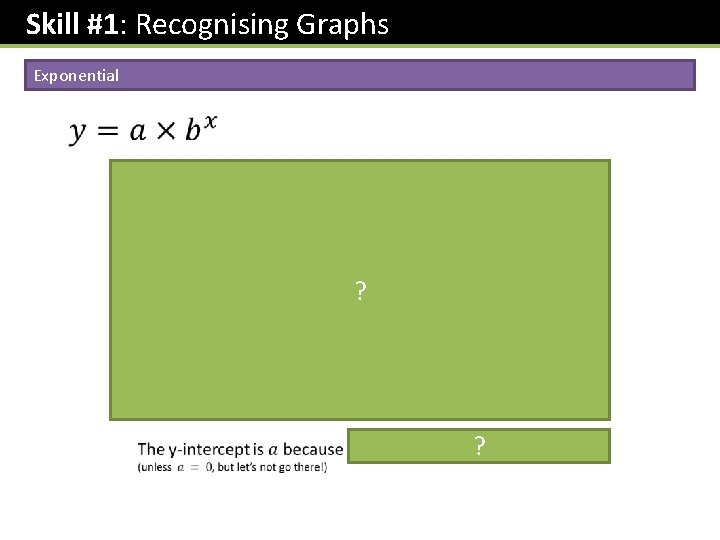 Skill #1: Recognising Graphs Exponential y ? x ? 