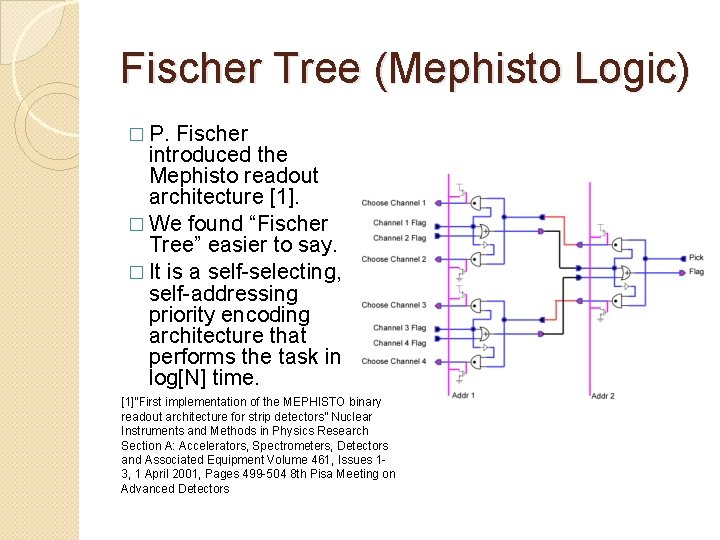 Fischer Tree (Mephisto Logic) � P. Fischer introduced the Mephisto readout architecture [1]. �