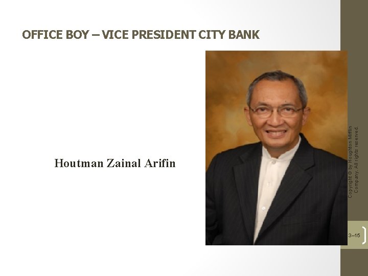 Houtman Zainal Arifin Copyright © by Houghton Mifflin Company. All rights reserved. OFFICE BOY