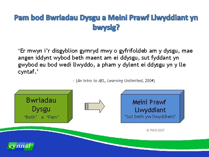 Pam bod Bwriadau Dysgu a Meini Prawf Llwyddiant yn bwysig? ‘Er mwyn i’r disgyblion