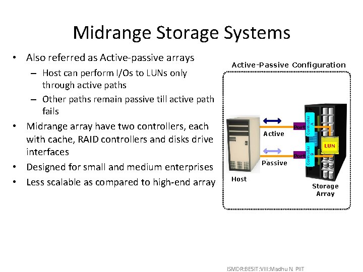 Midrange Storage Systems Active Port Passive Host ISMDR: BE 5 IT: VIII: Madhu N.