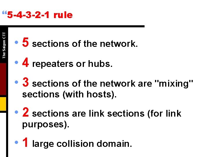 The Saigon CTT }5 -4 -3 -2 -1 rule • 5 sections of the The Saigon CTT }5 -4 -3 -2 -1 rule • 5 sections of the
