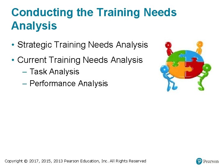 Conducting the Training Needs Analysis • Strategic Training Needs Analysis • Current Training Needs